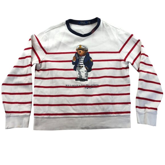 Polo Ralph Lauren Mens Sailor Bear Sweatshirt Small Striped Long-Sleeve Crewneck - Picture 2 of 13